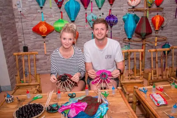 Handmade silk lanterns from a lantern making class in Hoi An