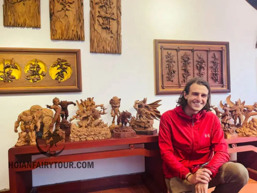 Open-air wood carving workshop near Hoi An